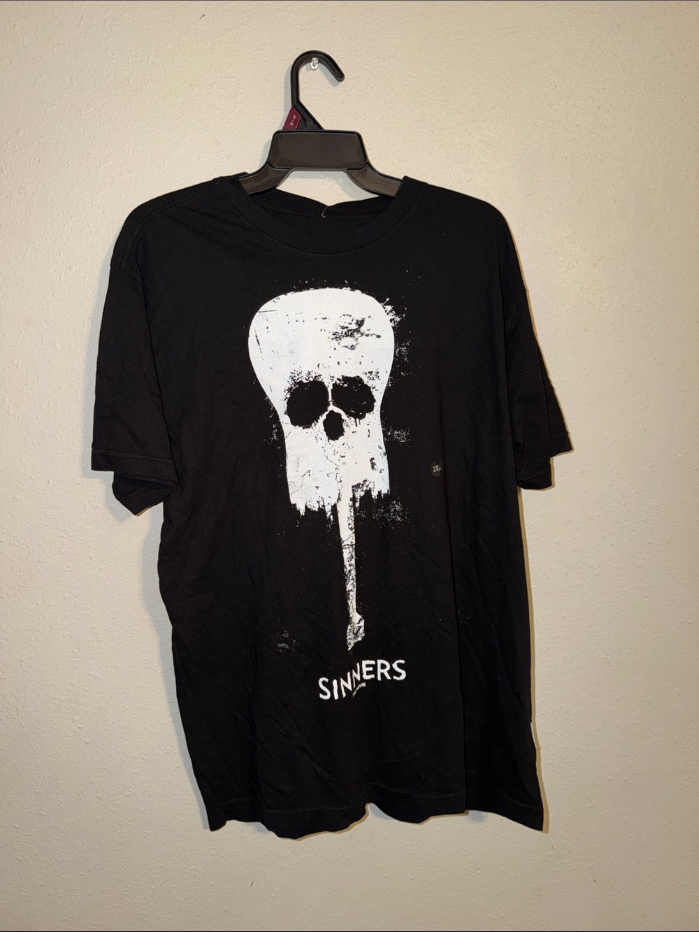 Tilly's Black Tee with White Skull Guitar Graphic